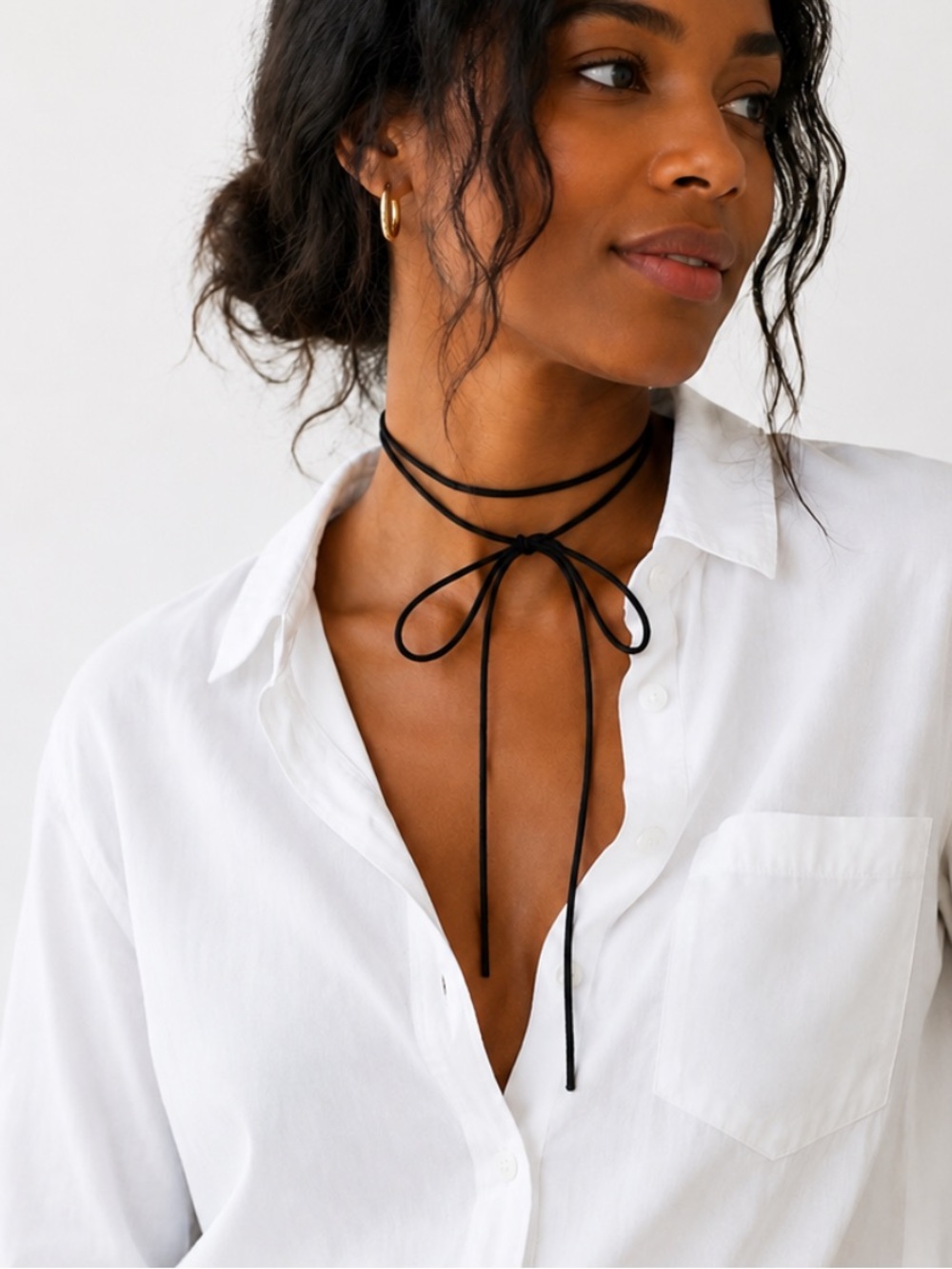 New! Black Suede Cord Tie Necklace NWOT 1073
